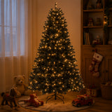 7.5FT Pre-Lit Black North Valley Spruce Christmas Tree with White Lights