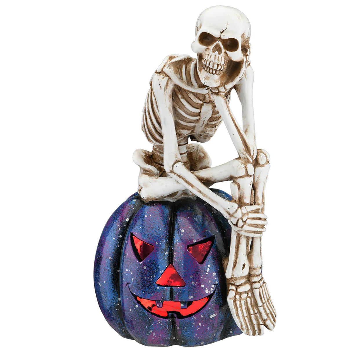 11IN Skeleton on Purple Galaxy Jack O Lantern LED Halloween Decor