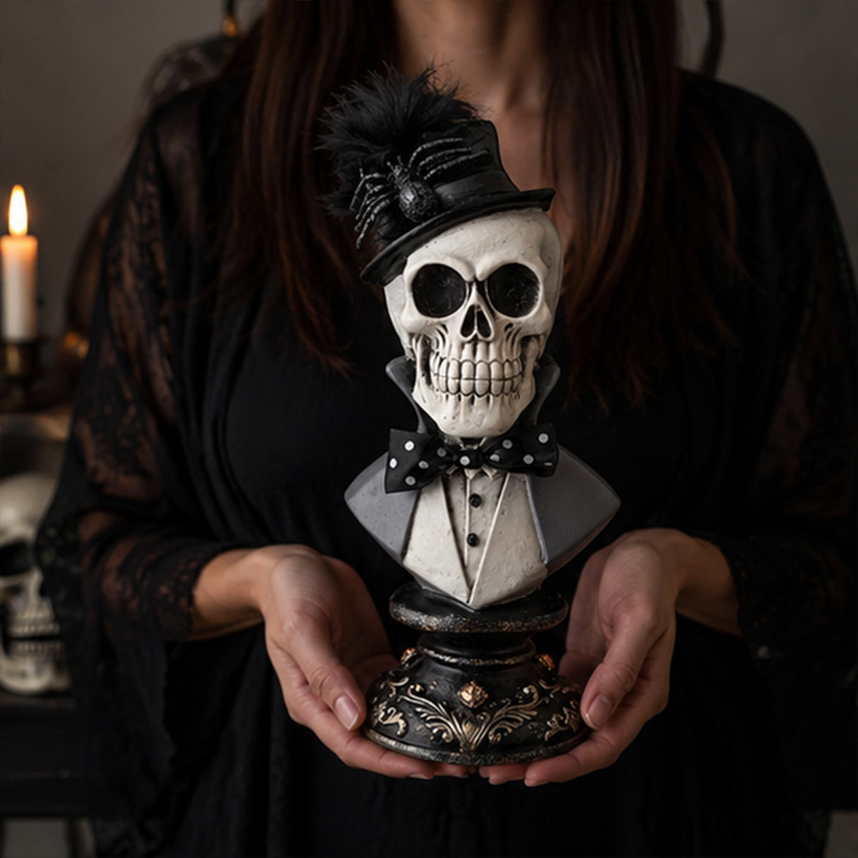 10 in. Halloween Male Skeleton Bust Decoration