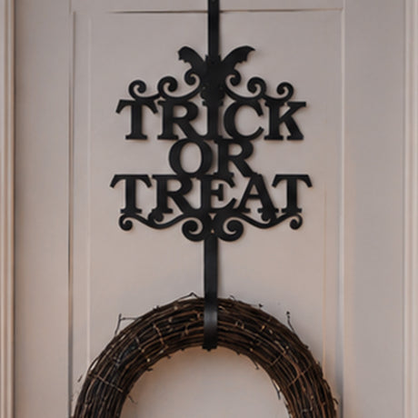 19 in. Halloween “Trick or Treat” Metal Wreath Hanger
