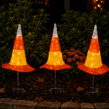23 in Halloween Candy Corn Witch Hat LED Garden Stake Decor
