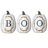 13 in White Pumpkin BOO Sign Halloween Tabletop Decor Set
