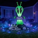 7FT Inflatable Green Alien Halloween Decoration with LED Lights