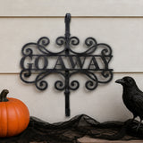 17 in Halloween Go Away Metal Wreath Hanger Black Door Decor