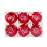 6PC Shatterproof Red Snowflake Christmas Ball Ornaments