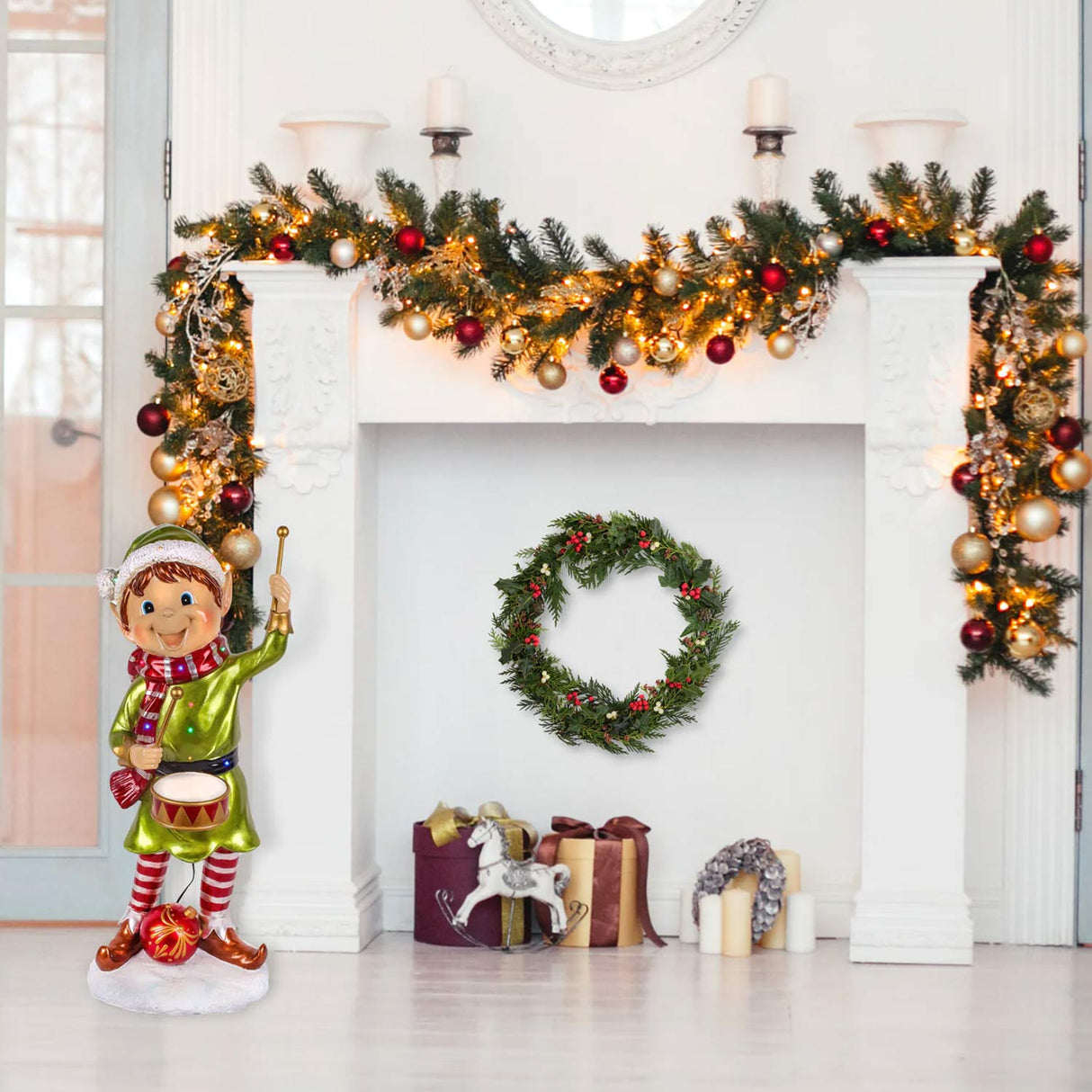 37IN Drumming Pixie Elf with Multicolor LED Lights