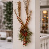 35IN Christmas Deer Wall Decoration with Antlers
