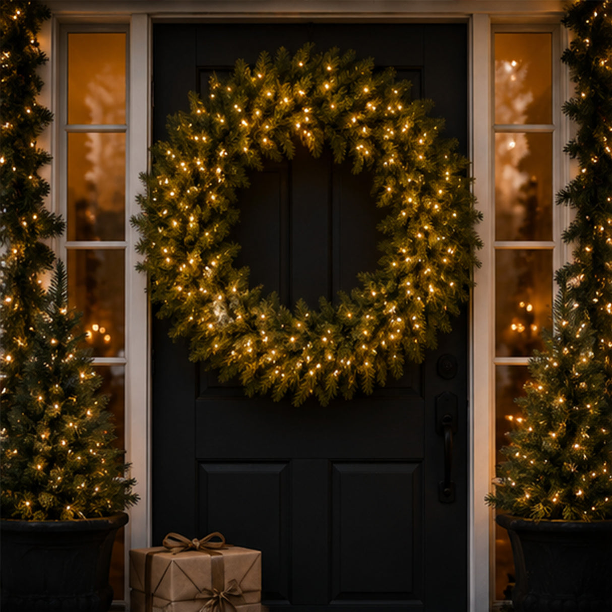 Pre-Lit 48 in. Norwood Fir Christmas Wreath with 200 Clear Lights, Plug-In Large Holiday Decoration