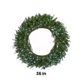 Pre-Lit 36 in. Norwood Fir Christmas Wreath with 100 Clear Lights, Plug-In Full Branch Holiday Door Decoration