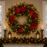 Pre-Lit 30 in. Vienna Waltz Christmas Wreath with Warm White LED Lights
