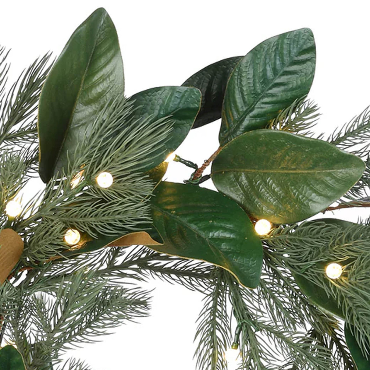Pre-Lit 24 in. Magnolia Mix Pine Christmas Wreath with Warm White LED Lights