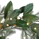 Pre-Lit 24 in. Magnolia Mix Pine Christmas Wreath with Warm White LED Lights