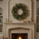 Pre-Lit 24 in. North Conway Christmas Wreath with Warm White LED Lights