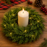 24 in. Arborvitae Artificial Green Wreath, Unlit Lifelike Evergreen Holiday Door & Wall Decoration