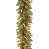 9FT Pre-Lit Glittery Gold Pine Garland with Clear Lights