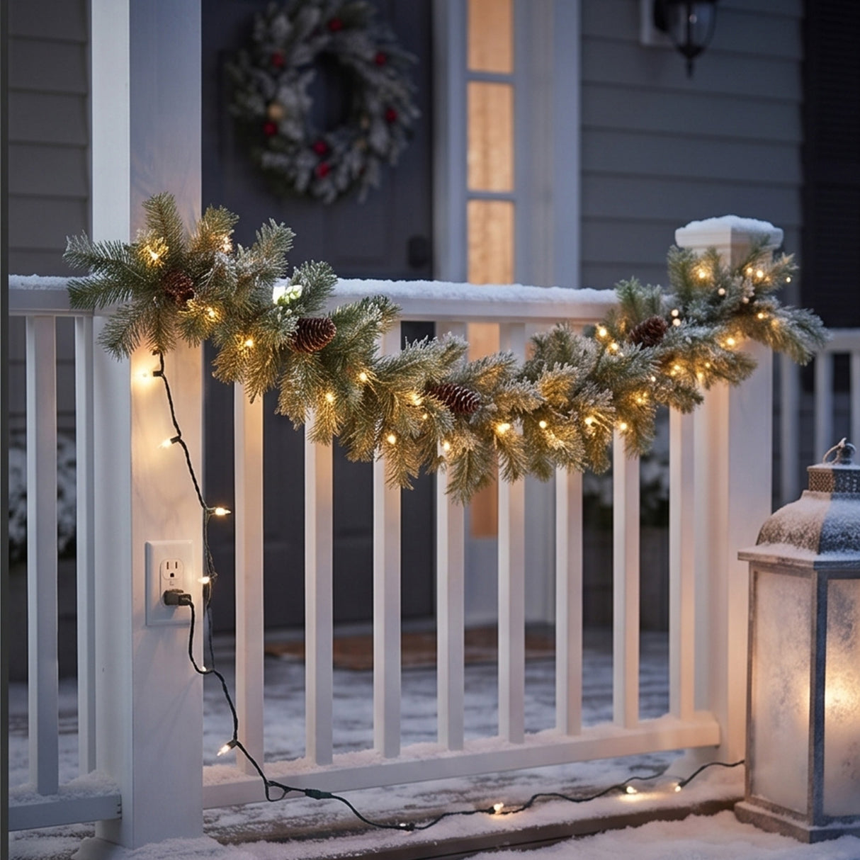 9FT Pre-Lit Glittery Gold Pine Garland with Clear Lights