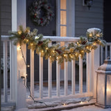 9FT Pre-Lit Glittery Gold Pine Garland with Clear Lights