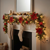 9FT Pre-Lit Decorative Collection Holiday Garland with Clear Lights