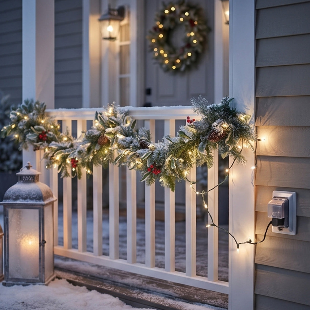 9FT Pre-Lit Holly Berry Garland & Wreath Set with LED Lights (3 Piece)