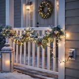 9FT Pre-Lit Holly Berry Garland & Wreath Set with LED Lights (3 Piece)