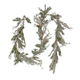 Pre-Lit Snowy Twig Garland with Warm White LED Rice Lights, 9 Foot