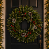 Frosted Berry Wreath, 24 Inch Christmas Wreath (Unlit)