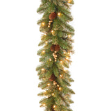 Pre-Lit Glittery Gold Pine Garland with Clear Lights, 9 Foot (Plug-In)