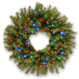 Pre-Lit Norwood Fir Wreath with Multicolor LED Lights, 24 Inch (Battery Operated)