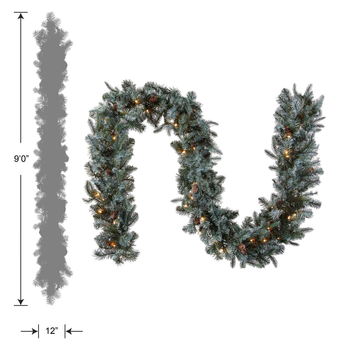 Pre-Lit Frosted Arctic Spruce Garland with Clear Lights, 9 Foot