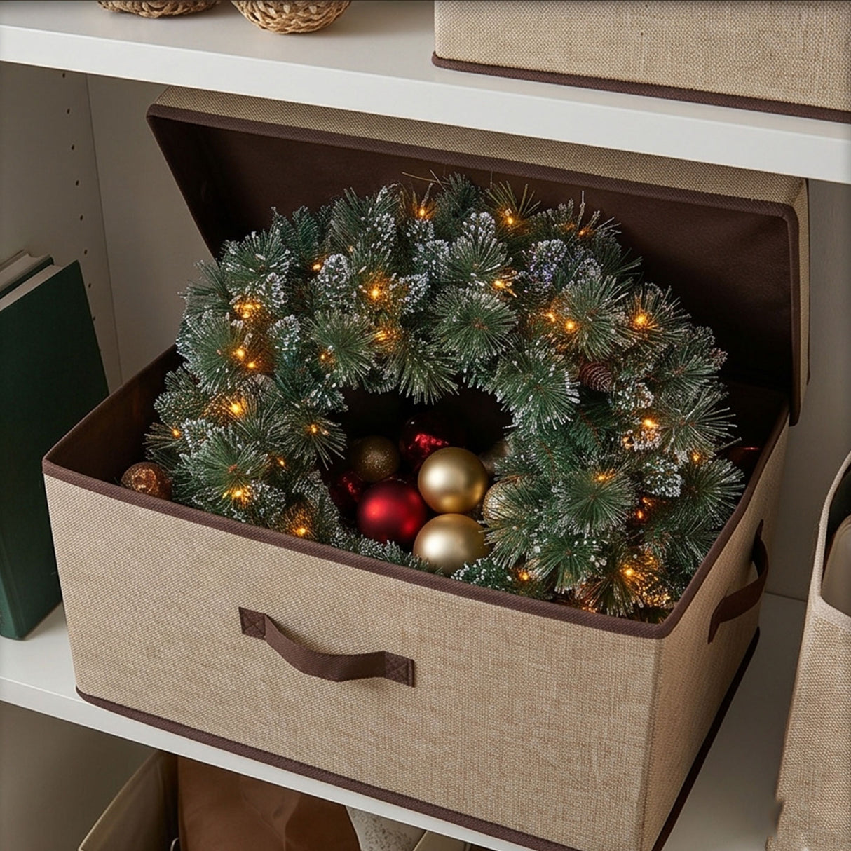 Pre-Lit Glittery Bristle Pine Wreath with Twinkly Smart LED Lights, 24 Inch