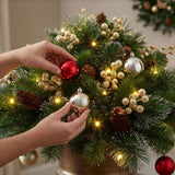 Crestwood Gold Spruce Urn Filler with Warm White LED Lights, 18 Inch