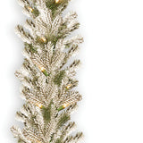 Pre-Lit Snowy Sheffield Spruce Garland with Dual Color LED Lights, 9 Foot
