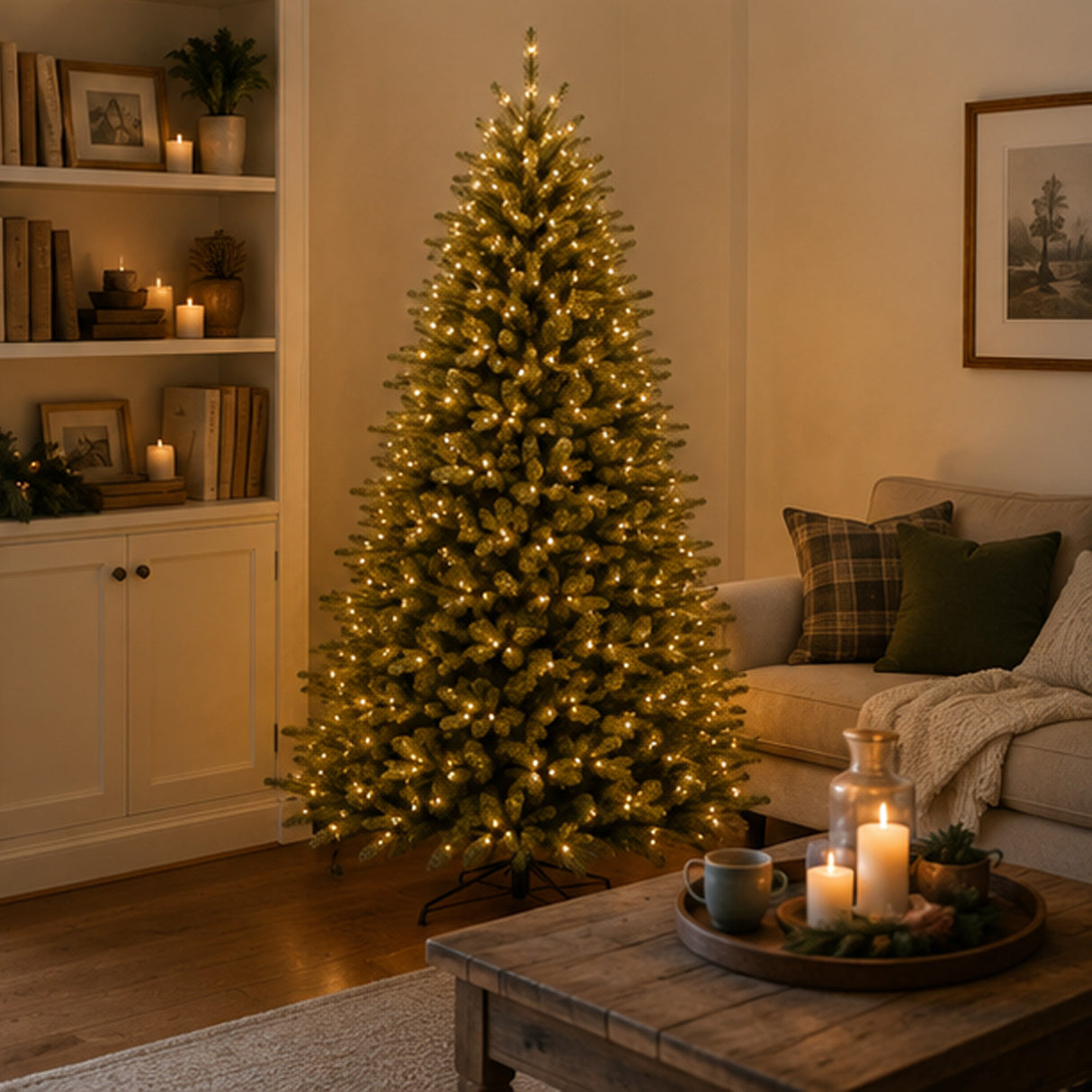 9ft Pre-Lit Dunhill Fir Christmas Tree with PowerConnect Clear Lights