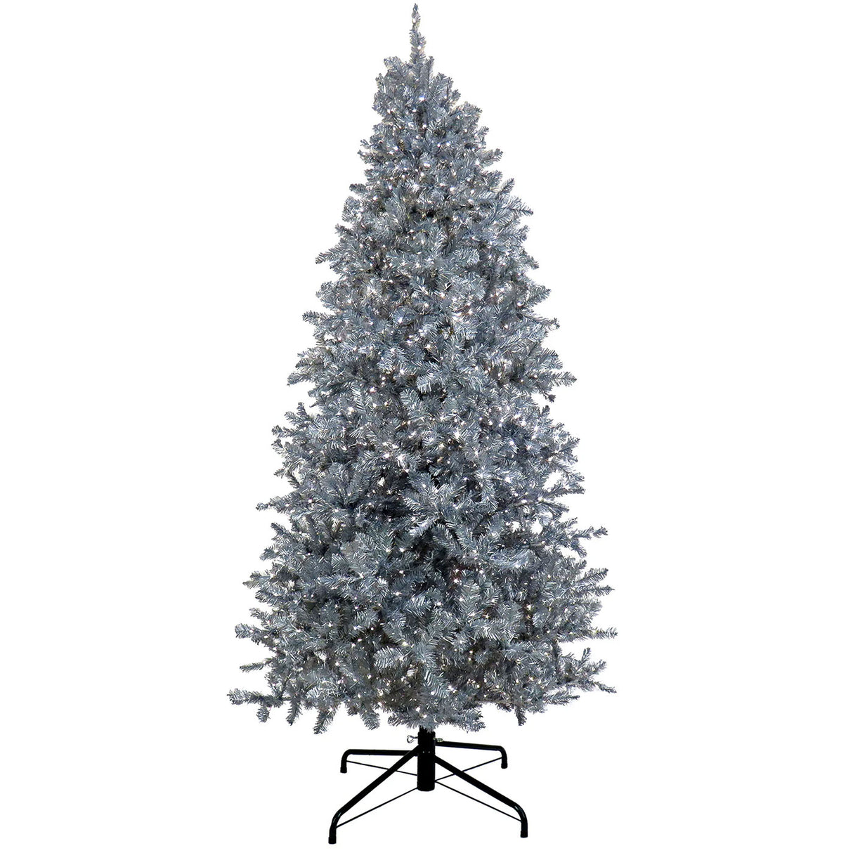 9ft Pre-Lit Matte Silver Metallic Christmas Tree with Cool White LED Lights