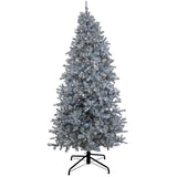 9ft Pre-Lit Matte Silver Metallic Christmas Tree with Cool White LED Lights