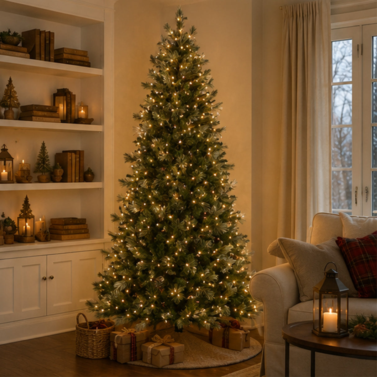9ft Pre-Lit Charleston Pine Christmas Tree with Clear Lights