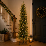 10ft Pre-Lit North Valley Spruce Pencil Slim Christmas Tree with Clear Lights