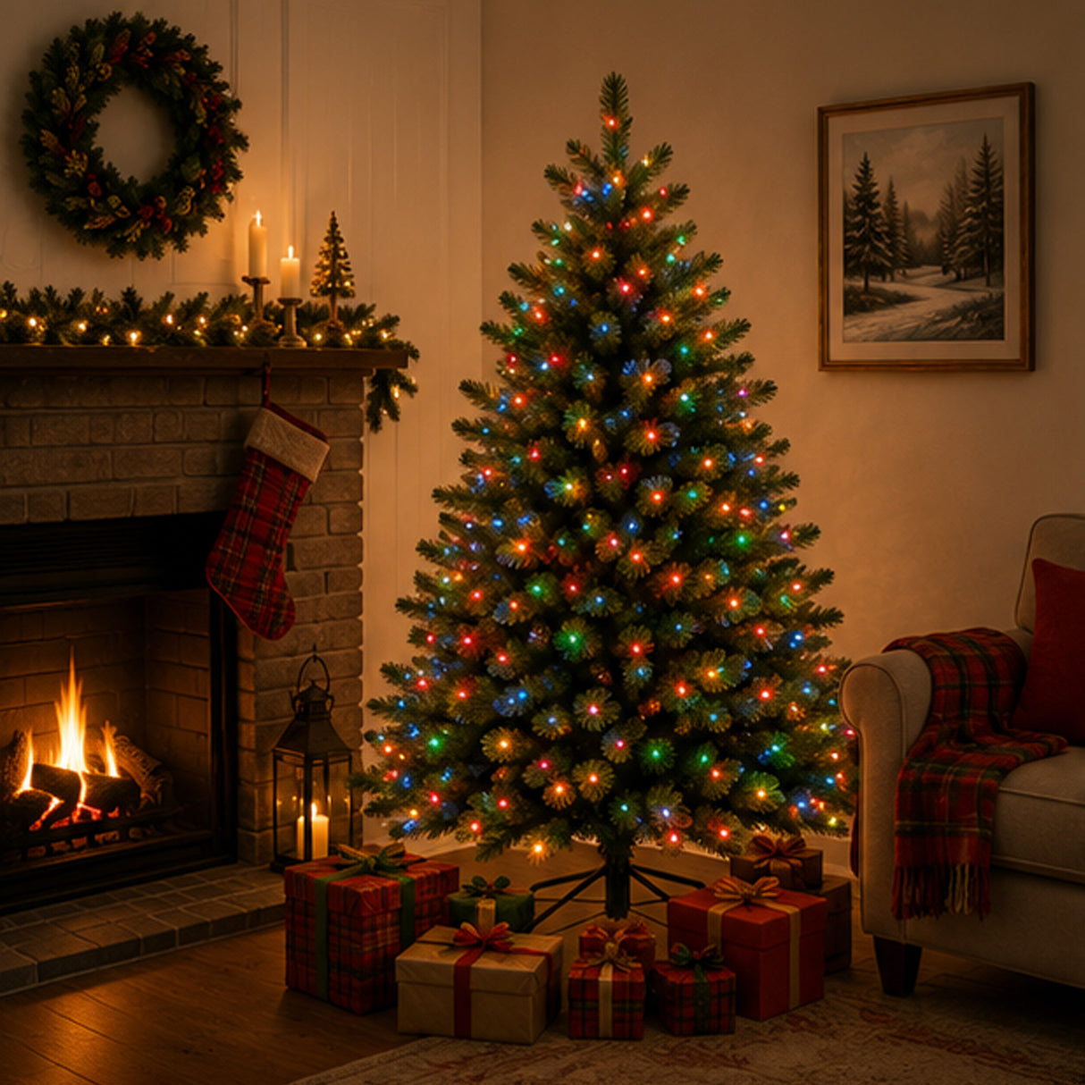 10ft Pre-Lit Downswept Douglas Fir Artificial Christmas Tree with Clear Lights