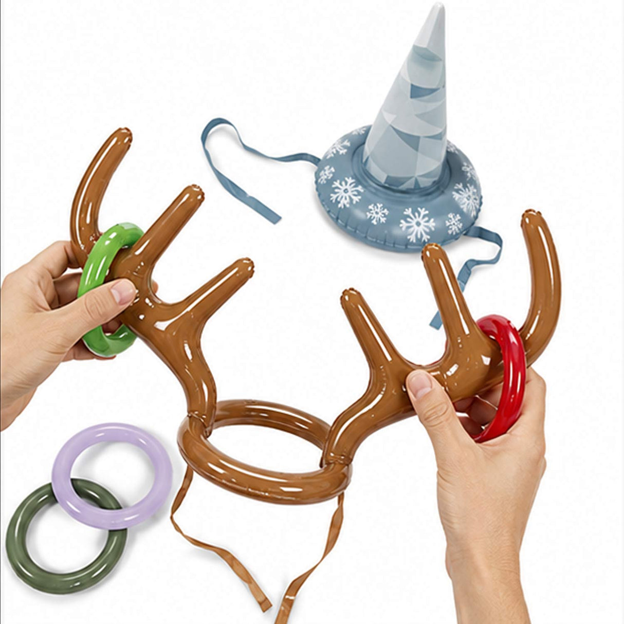 Christmas Inflatable Headwear Ring Toss Games Assortment Kit – 12 Pc Party Set
