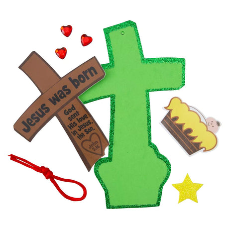 Jesus Was Born Christmas Ornament Craft Kit 12 Pc DIY Foam