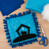 Nativity Silhouette Blue Fleece Tied Pillow Craft Kit 6 Pc DIY