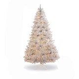 Prelit Silver Artificial Tinsel Christmas Tree with Foldable Stand