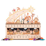 Wooden Christmas Shooting Star Advent Calendar with LED Light Background