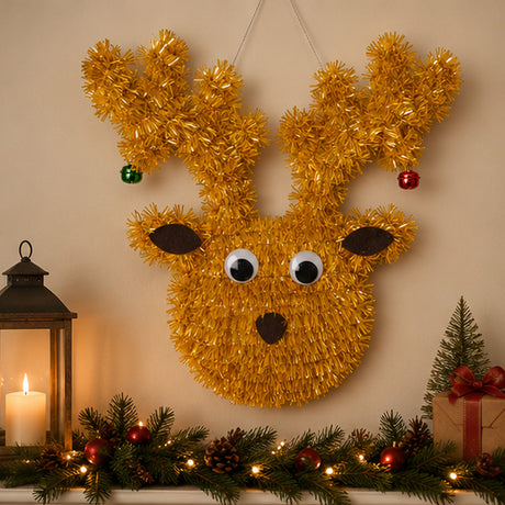 13 Inch Tinsel Reindeer Christmas Window Hanging Decoration