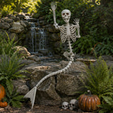 6 ft Life-Size Mermaid Skeleton Halloween Decoration (Posable Plastic Prop)