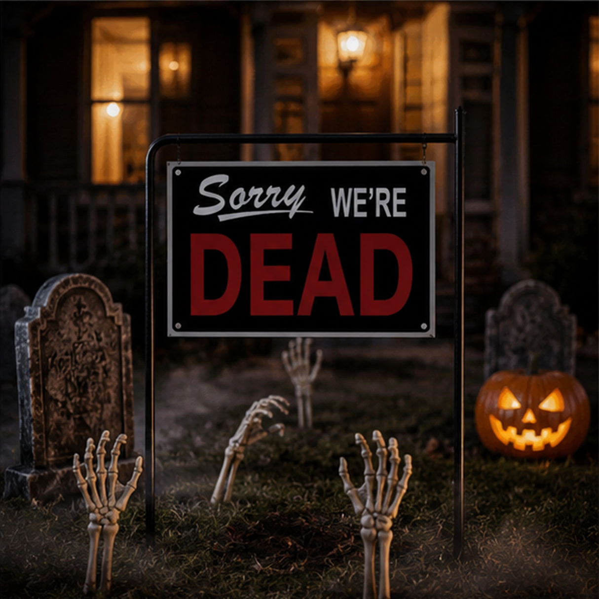 Reversible “We’re Dead” Halloween Sign Decoration (11" x 9")