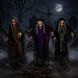 3.6 Ft Halloween Creepy Old Witches Yard Decoration Set – 3 Pc.