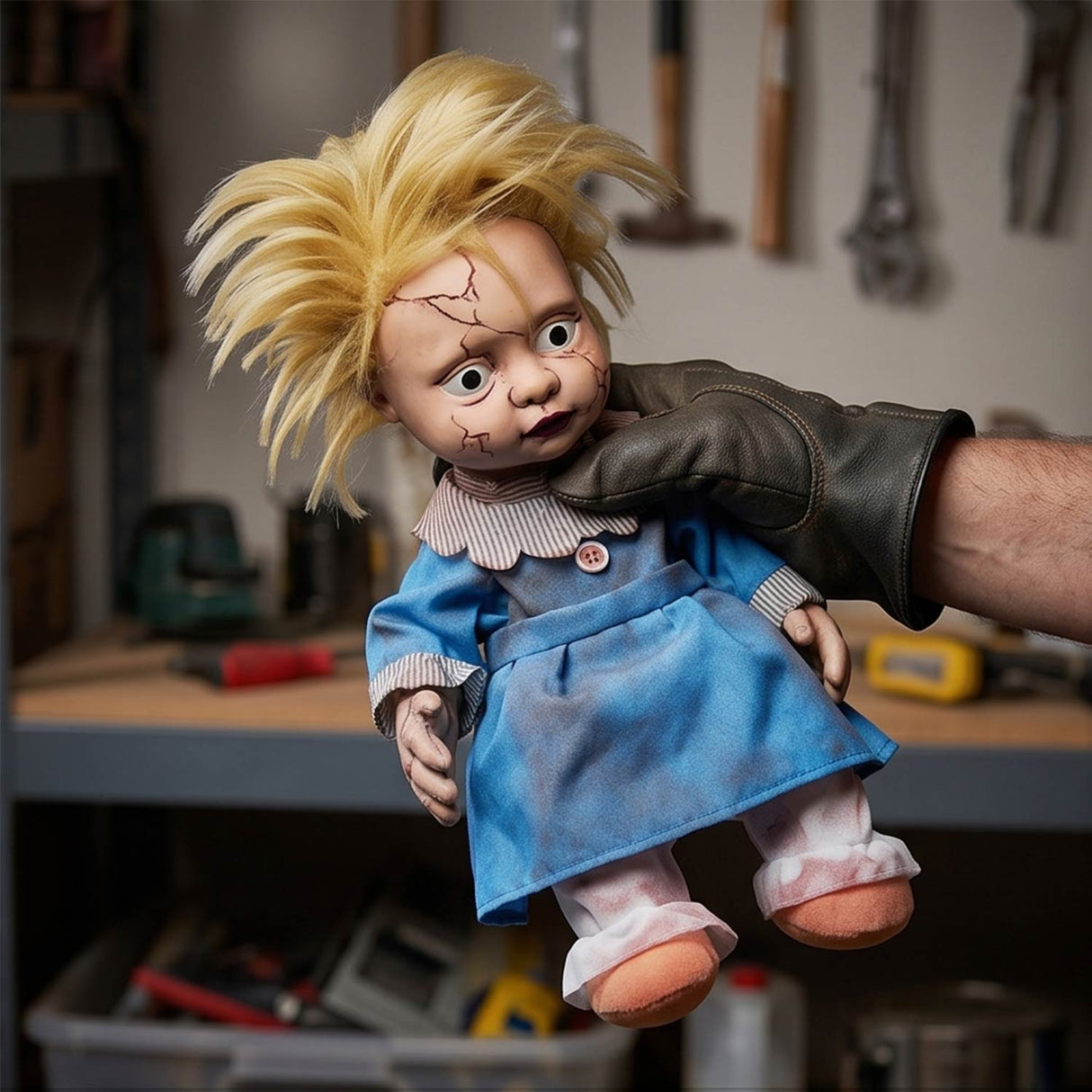 11" Creepy Kicking Girl Doll Animated Prop Halloween Decoration