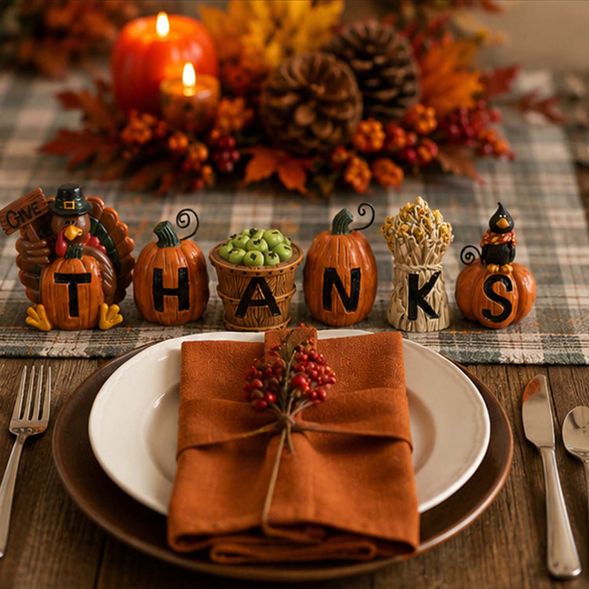 “Give Thanks” Thanksgiving Blocks Fall Decoration Set (6 Pc)