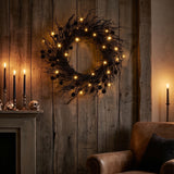 24 in. Pre-Lit Halloween Deadwood Twig Wreath with LED Lights